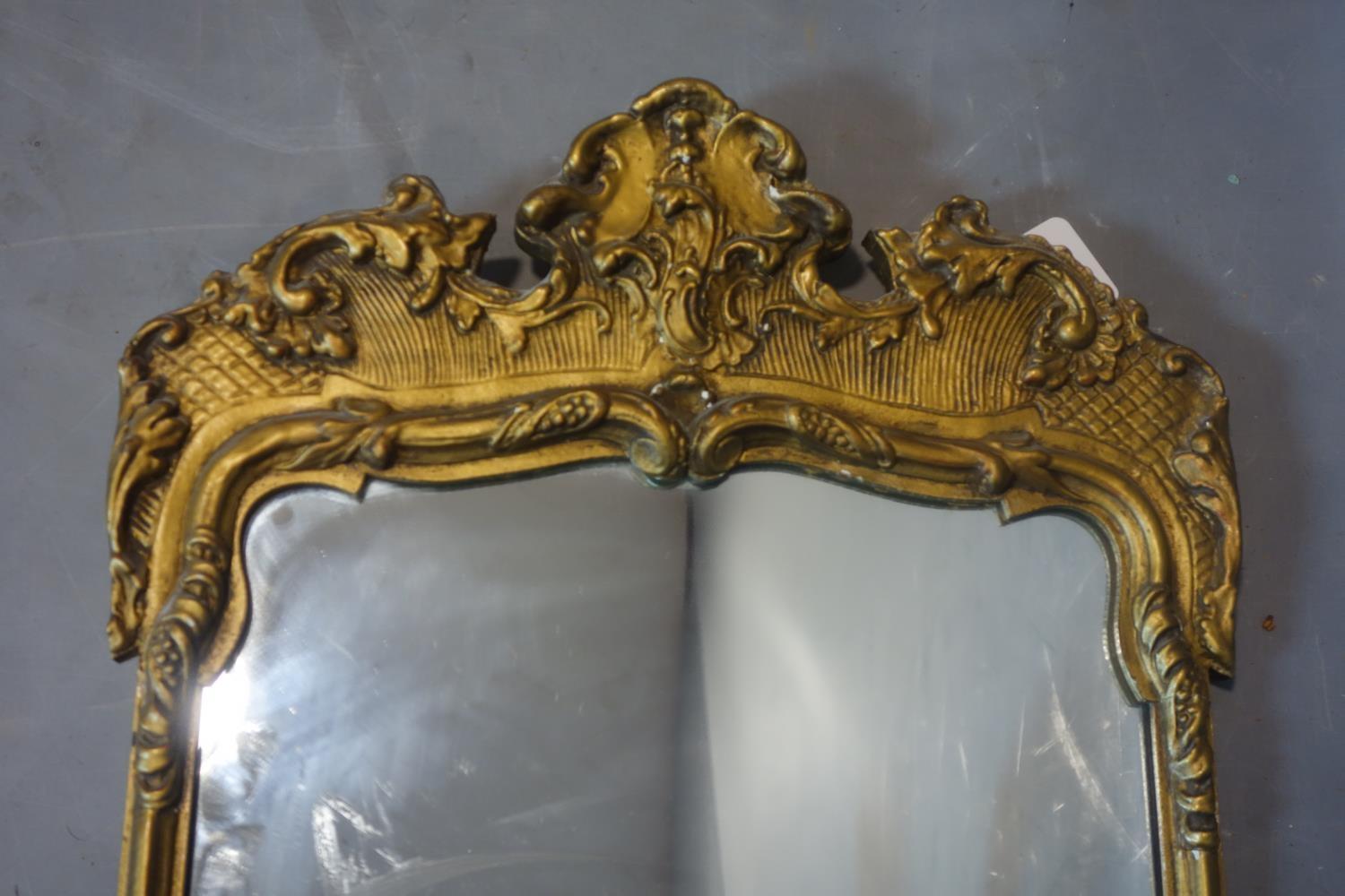 A Rococo style gilt wood and plaster pier mirror, 82 x 45cm - Image 2 of 2