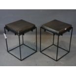 A pair of industrial design lamp tables, H.56 W.39 D.39cm