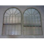 A pair of arched top garden mirrors, 78 x 49cm