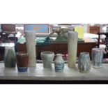 A collection of 8 Studio Art Pottery vases of varying size and form (8)