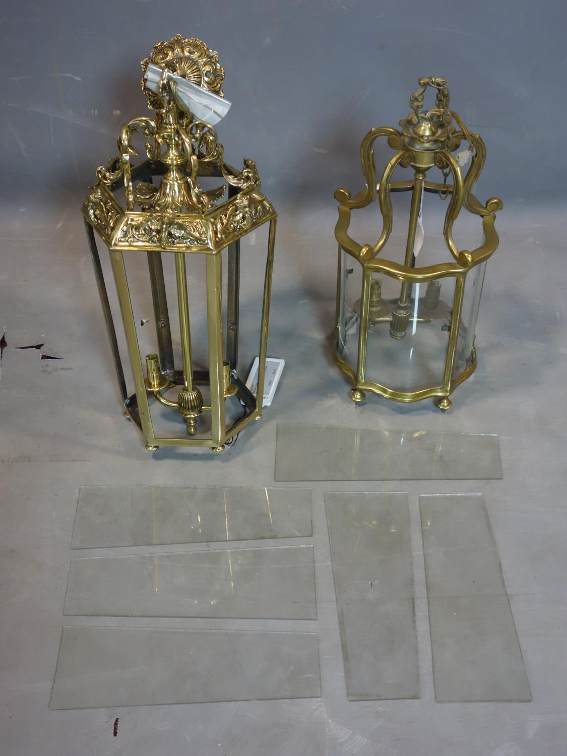 Two vintage heavy Brass ceiling Lanterns