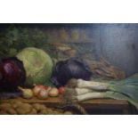 Early 20th century Danish school, Still life of vegetables, oil on canvas, monogrammed 'A.J.' and