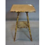 A vintage bamboo and rattan lamp table, H.65 W.41 D.41cm