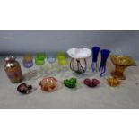 A collection of 20th century coloured art glass