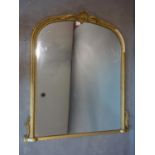 An 18th century style gilt wood over mantle mirror, with carved shell crest, 112 x 100cm
