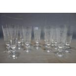 A set of 16 acid etched glasses