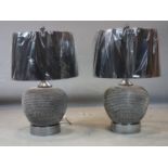 A pair of contemporary table lamps with shades, H.60cm