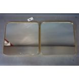 A pair of contemporary gilt mirrors with rounded corners, 50 x 50cm