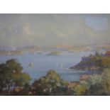 James Russell (Australian, 1858-1930), Sydney Harbour, watercolour and gouache, signed lower