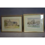 Dorritt Dekk (1917 ? 2014), two watercolours of a French chateau and a view of Venice, signed,