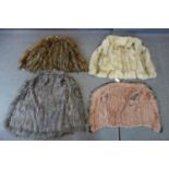 Four vintage fur gilets to include 2 by Jayley and 1 by Ross Furries LTD