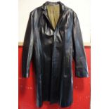 A gentleman's leather overcoat, size large, with label for UTH, H.108cm