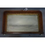 An antique tunbridge ware inlaid mahogany mirror, 46 x 73cm