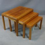 A Gordon Russell teak nest of three tables, each bearing label to reverse, H.47 W.69 D.46cm (