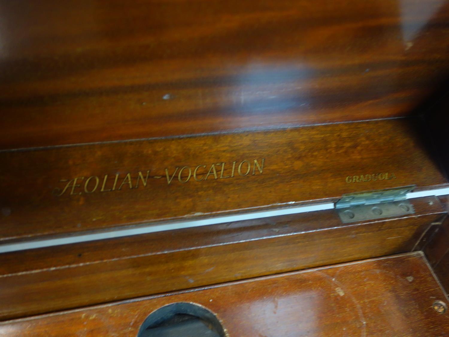 An Edwardian mahogany gramophone cabinet by Aeolian, raised on tapered legs and spade feet, H.91 W. - Image 2 of 4