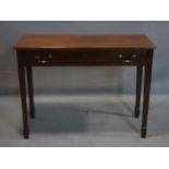 A Georgian mahogany side table, having one long drawer on square tapered legs and spade feet, H.72