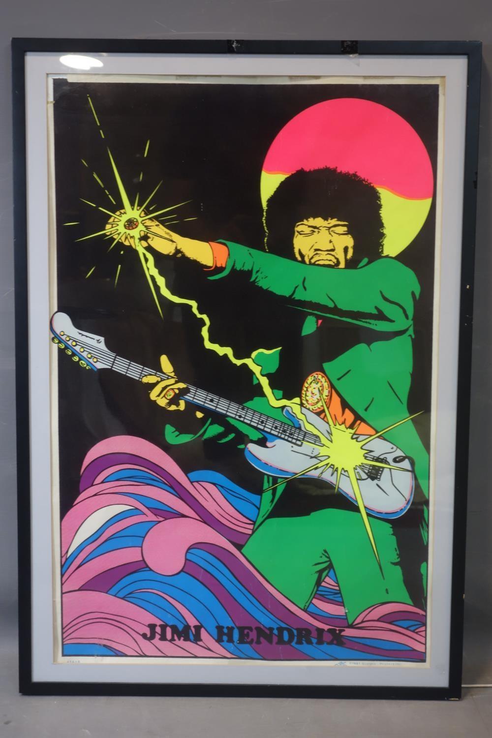 A vintage back lit poster of Jimi Hendrix by Scorpio posters Inc, framed with lighting and - Image 3 of 5