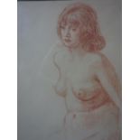 A red chalk study of a nude lady, framed and glazed, 43 x 34cm