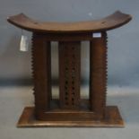 An antique African Ghana Ashanti stool, hand carved hardwood, H.60 W.56 D.34cm
