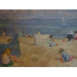 C.H Bagnoli, beach scene, oil on board, signed and dated '65, 30 x 35cm