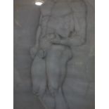A pencil study of a nude male figure, label to verso stating 'probably a School of Fine Art