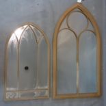 Two arched garden mirrors, 84 x 48cm and 113 x 61cm