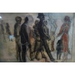 Erin Bannister, an artist proof etching titled 'Soho figures rushing', signed and dated 1980 in