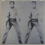 After Andy Warhol a print titled 'double Elvis', 40 x 40cm