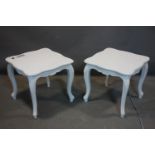 A pair of contemporary white painted lamp tables, H.51 W.51 D.51cm