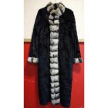 A vintage ladies full length black fur coat, size approx. medium