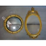 Two gilt mirrors, to include a Regency style circular mirror with concave glass, Diameter 45cm,