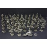 A collection of 50 Franklin Mint pewter soldiers from different nations and time periods, to include