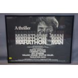 A framed movie poster for 'Marathon Man' starring Dustin Hoffman, 75 x 100cm
