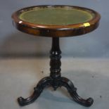 A Victorian rosewood and mahogany leather topped occasional table, H.70 D.60cm