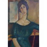 After Amedeo Modigliani (1884-1920), 'portrait of a girl', oil on canvas, set in ornate gilt