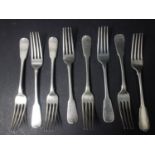 A set of eight Scottish fiddle pattern silver forks by Robert Gray & Son, Glasgow 1836, 12.41 troy