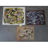 Three abstract Cubist oil paintings, 35.5 x 45.5cm; 40.5 x 50.5cm and 51 x 61cm,