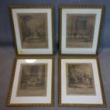 A set of four 18th century French prints in gilt frames, 36 x 26cm