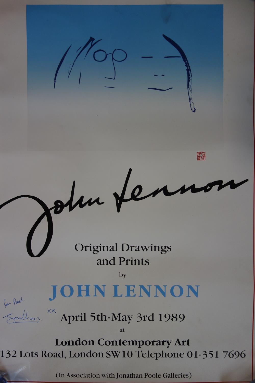 An exhibition poster for 'Original Drawings and Pictures by John Lennon at London Contemporary