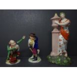 Two 18th/19th century Capo Di Monte porcelain figures together with a hard paste porcelain figure of