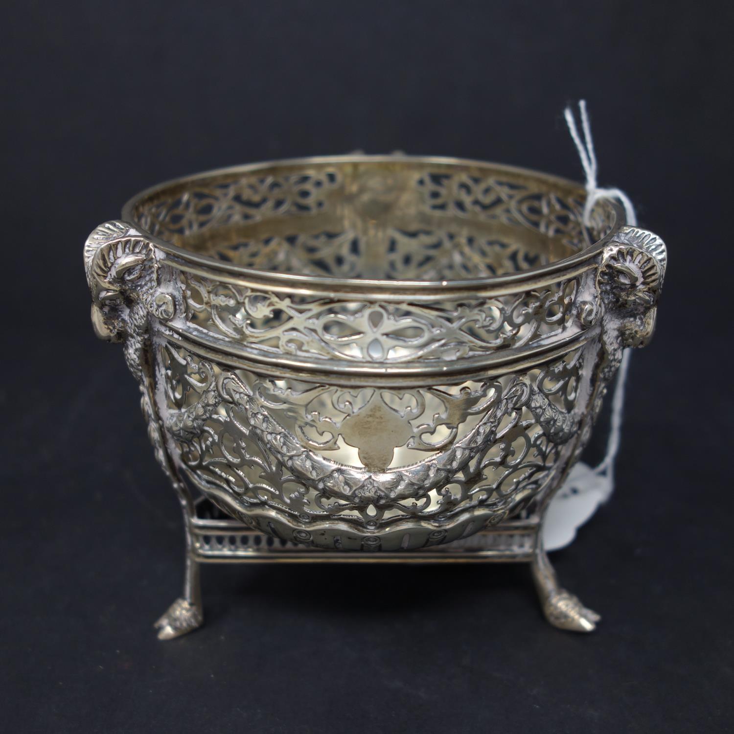 WITHDRAWN- An early 20th century Chester silver sugar bowl, with pierced decoration, dated 1908, 8oz - Image 4 of 4