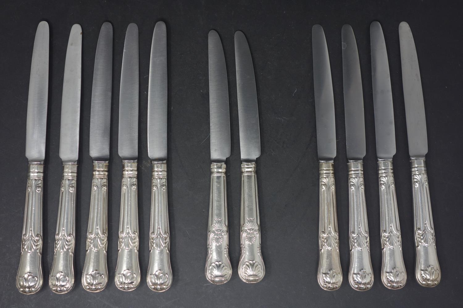 A collection of eleven 19th century silver handled knives, comprising five Victorian knives and five