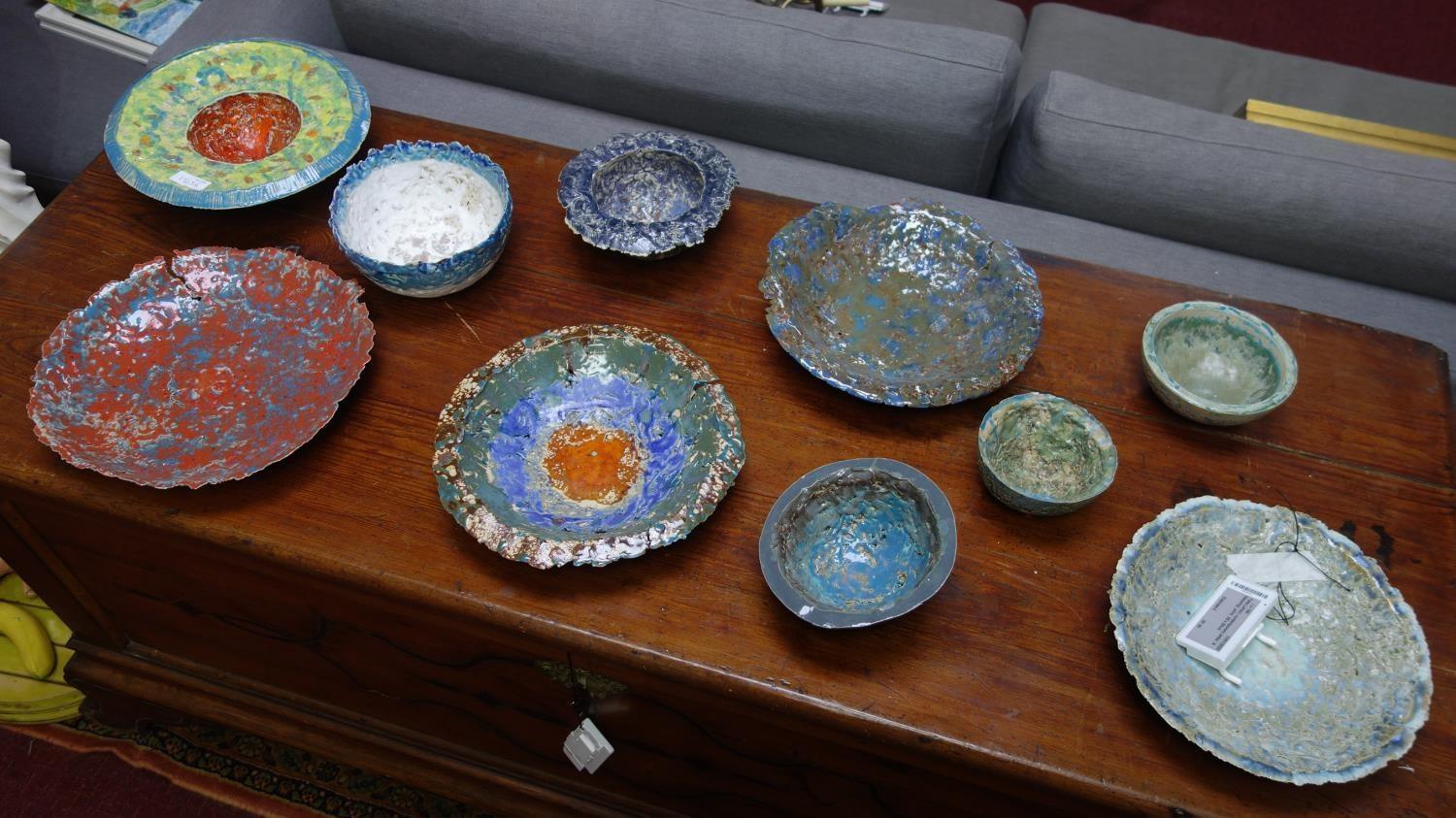 A collection of 10 Studio Art Pottery bowls and dishes of varying size and form (10)