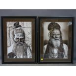 Two framed prints of Indian Holy Men (S?dhus), 68 x 46cm