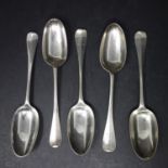 Five Georgian silver spoons, to include a pair of George I spoons, London 1724, a George II spoon,
