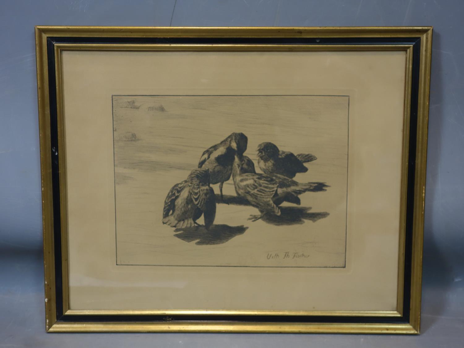 After Vilhelm Theodor-Fischer (Danish 1857-1928), Four Birds, etching, signed to block, framed and - Image 2 of 3