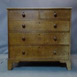 A 19th century oak chest of drawers, H.99 W.102 D.50cm