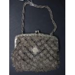 An early 20th century Chinese white metal filigree purse, approx. 9.6 troy oz, H.16 W.18cm