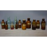 A collection of antique chemist's jars and contents
