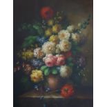 A Large 20th century Still Life Oil on canvas, set in gilt frame, signed, 100 x 75cm